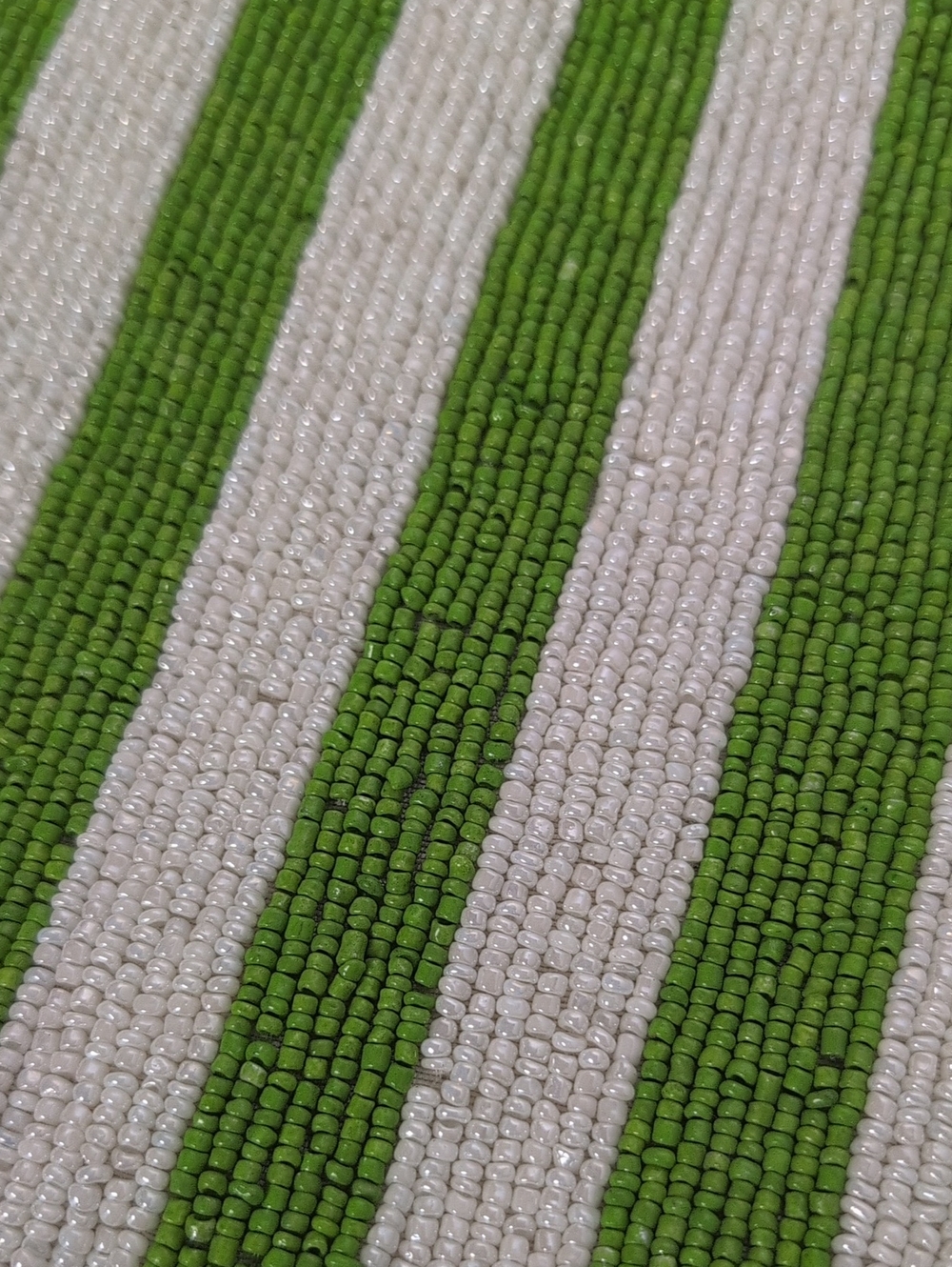 House of Harlow 1960 Hand Beaded Green & White Striped Wristlet Pouch - Picture 3 of 10